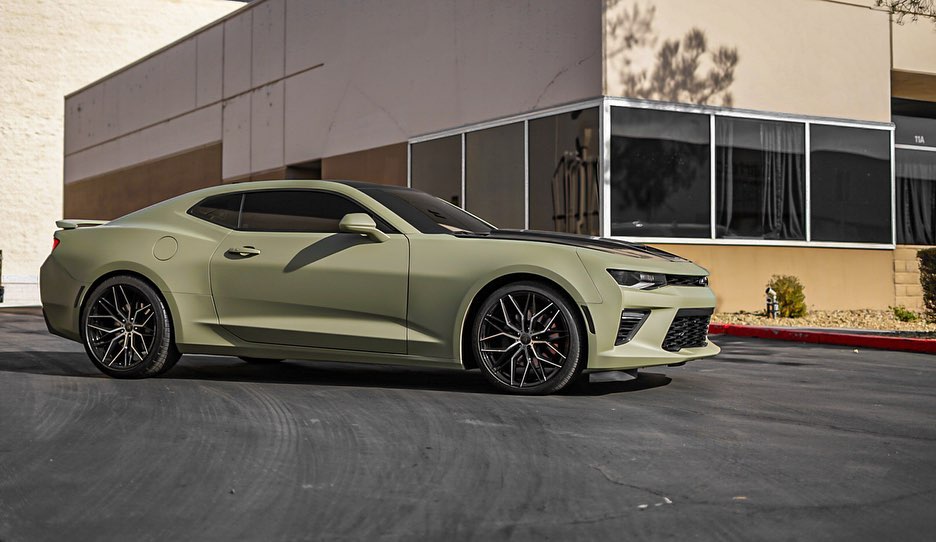 Ceramic Coating For Motorcycles In Henderson, Nv - Camero Army Green Wrapand Carbon Fiber Hood 3
